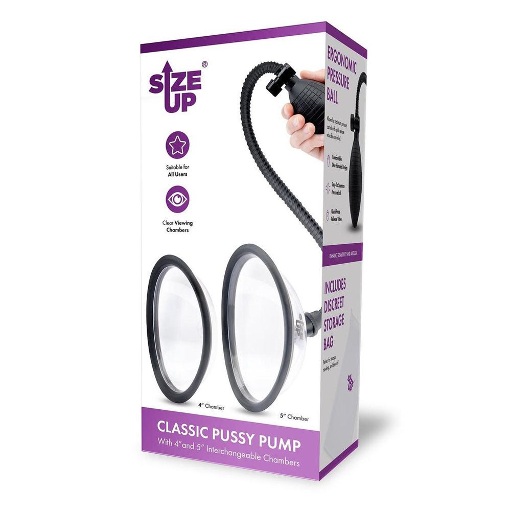 Size Up Classic Pussy Pump with 2 Chambers - Vagina Pump with 2 Interchangeable Chambers - silkandsin