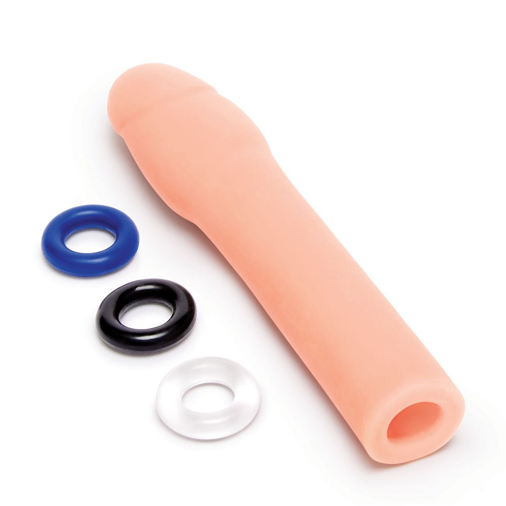 Size Up Realistic 2 Inch Penis Extender - Flesh 5 cm (2'') Penis Extension Sleeve - silkandsin