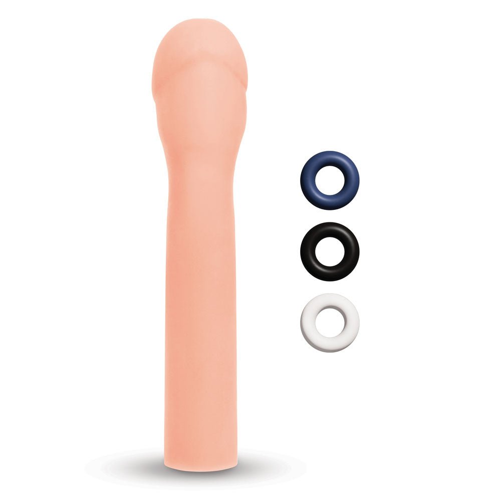 Size Up Realistic 3'' Penis Extender - Flesh 7.6 cm (3'') Penis Extension Sleeve - silkandsin