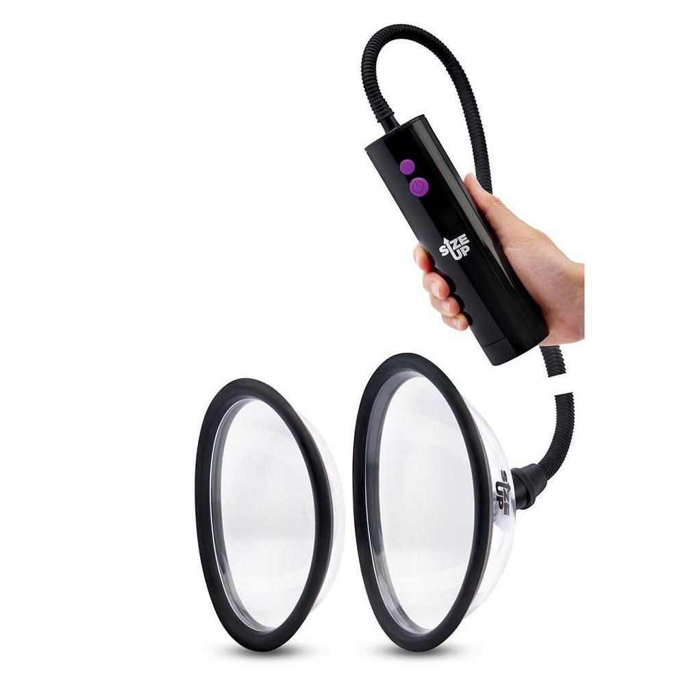 Size Up Rechargeable Power Plumper Pussy Pump - Clear USB Rechargeable Vagina Pump with Interchangeable Chambers - silkandsin