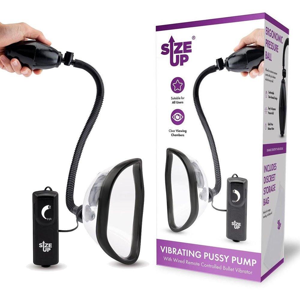 Size Up Vibrating Pussy Pump - Clear Vibrating Vagina Pump - silkandsin