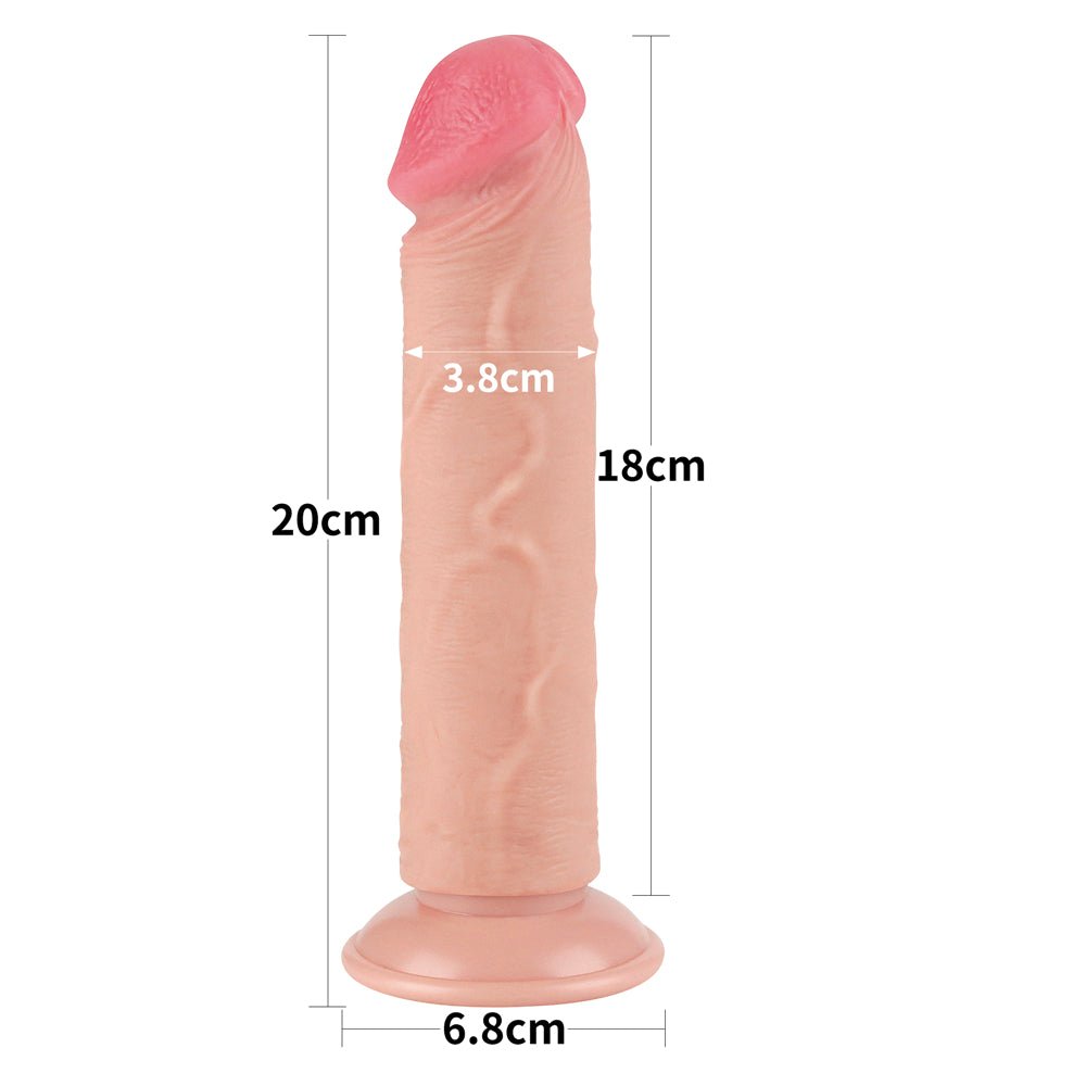 Sliding Skin Dual Layer Dong - Flesh 20 cm (8'') Dong with Flexible Skin - Silk and Sin