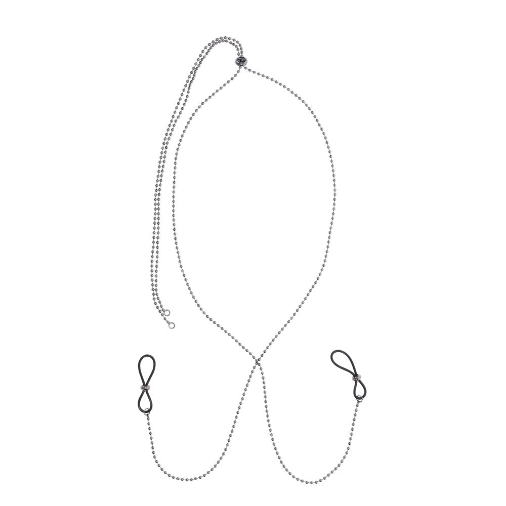 S&M Exs & Ohs Body Jewelry with Nipple Ties - Metal Chain with Nipple Ties - silkandsin