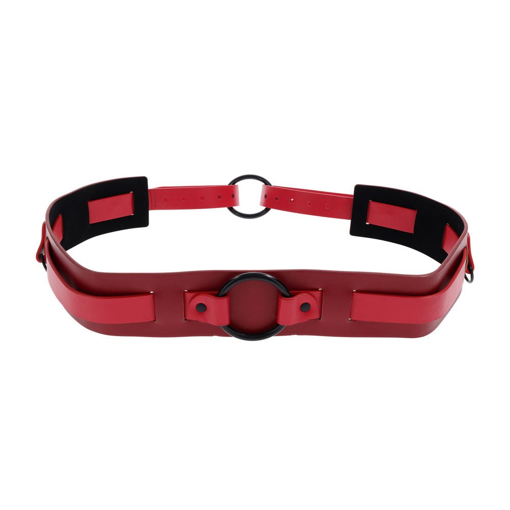 S&M Exs & Ohs Bound and Belted - Red Bondage Belt - silkandsin