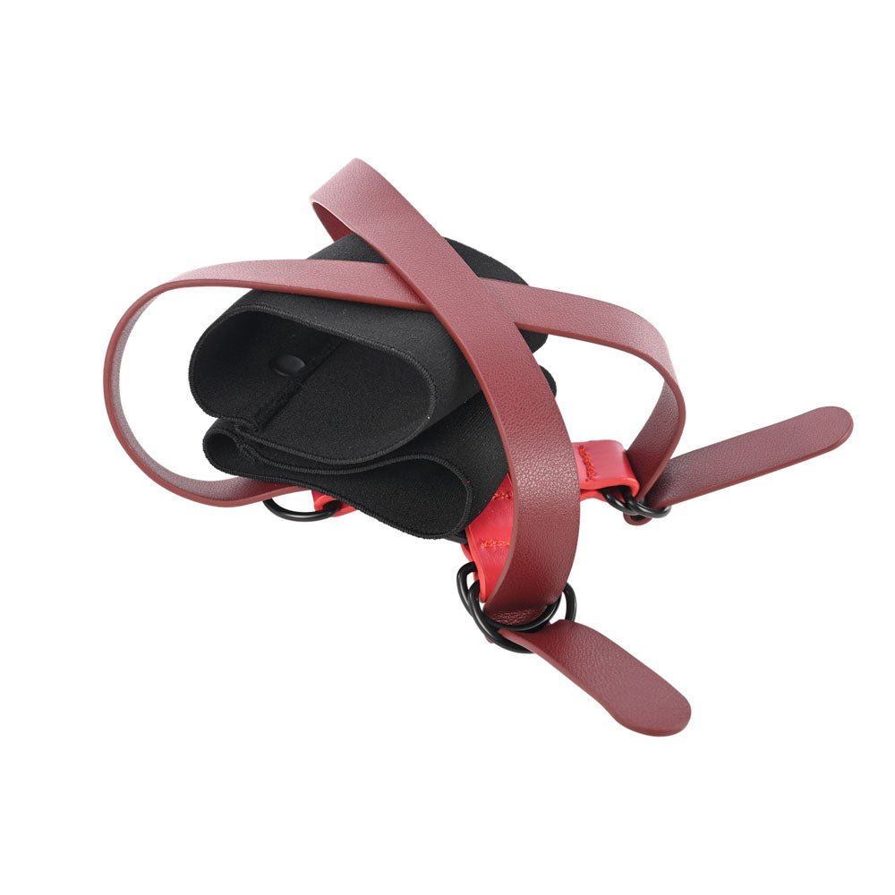 S&M Exs & Ohs Cross Cuffs - Red/Black Restraints - silkandsin