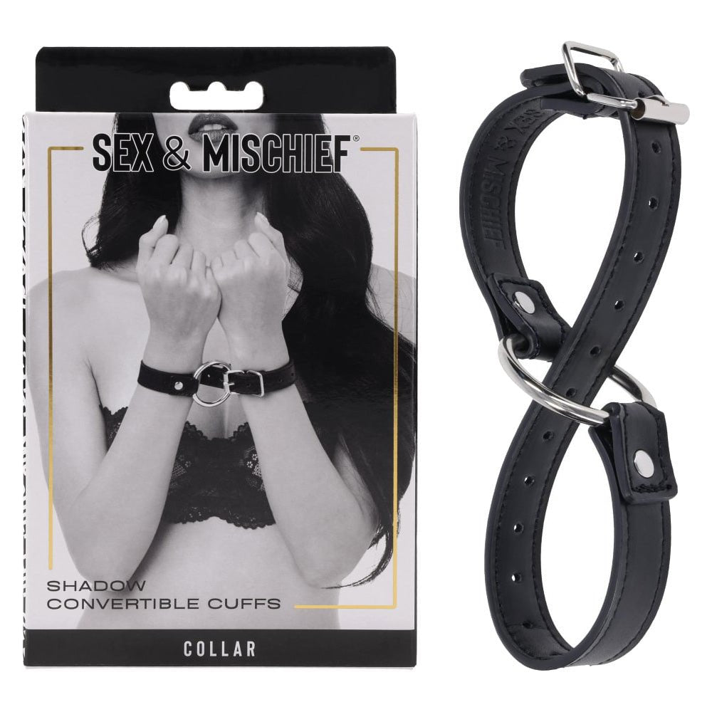 S&M Shadow Convertible Cuffs - Black Restraints - Silk and Sin