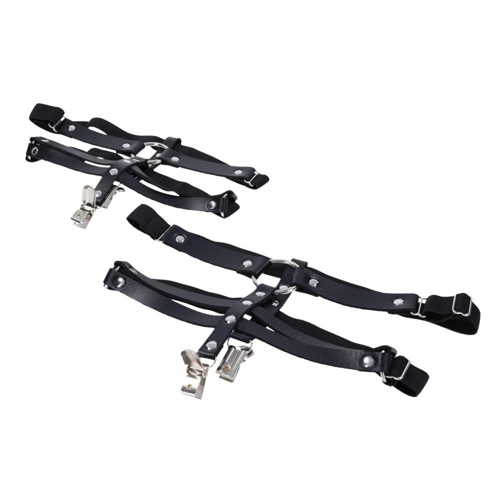 S&M Shadow Garters - Black Leg Garters - Silk and Sin