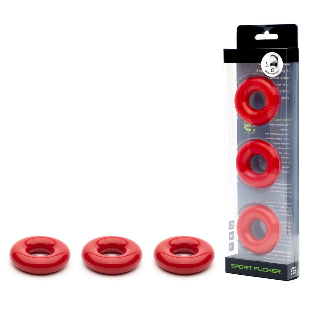 Sport Fucker Rubber Cockring - Red Cock Ring - silkandsin