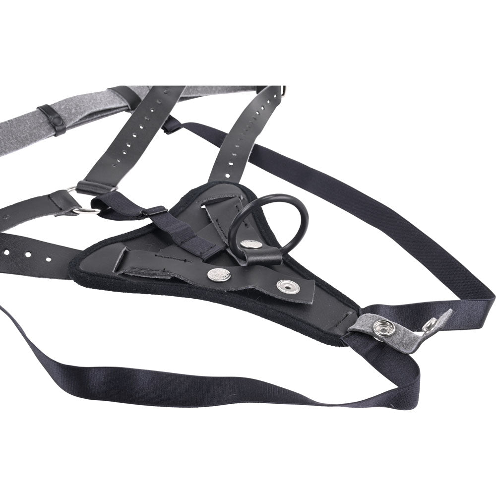 SPORTSHEETS Aurora High Waisted Strap On - Black Adjustable Strap - On Harness (No Probe Included) - silkandsin