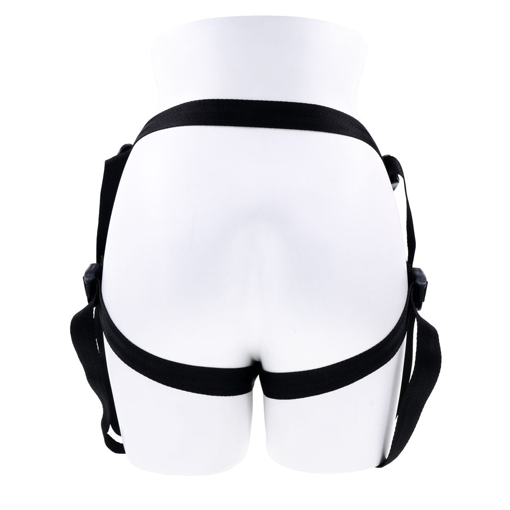 SPORTSHEETS Dual Desires Strap On - Black Adjustable Strap - On Harness (No Probe Included) - silkandsin
