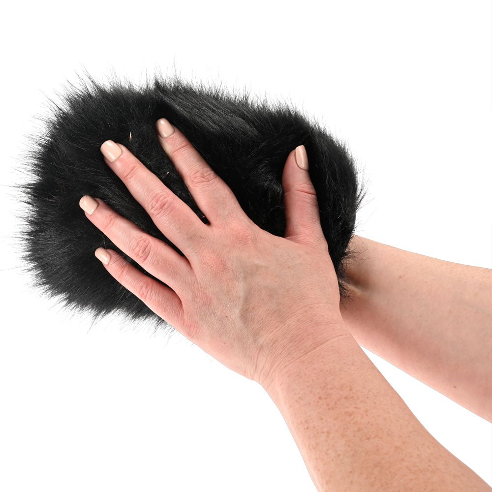 SPORTSHEETS Spiked Sensory Mitt - Black Furry Mitt with Spikes - silkandsin