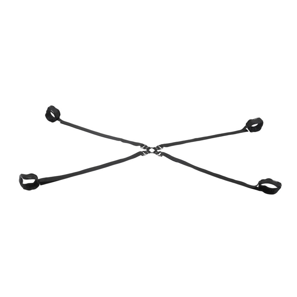 SPORTSHEETS Velvet Noir Adjustable Hog Tie & Cuff Set - Black Restraints - silkandsin