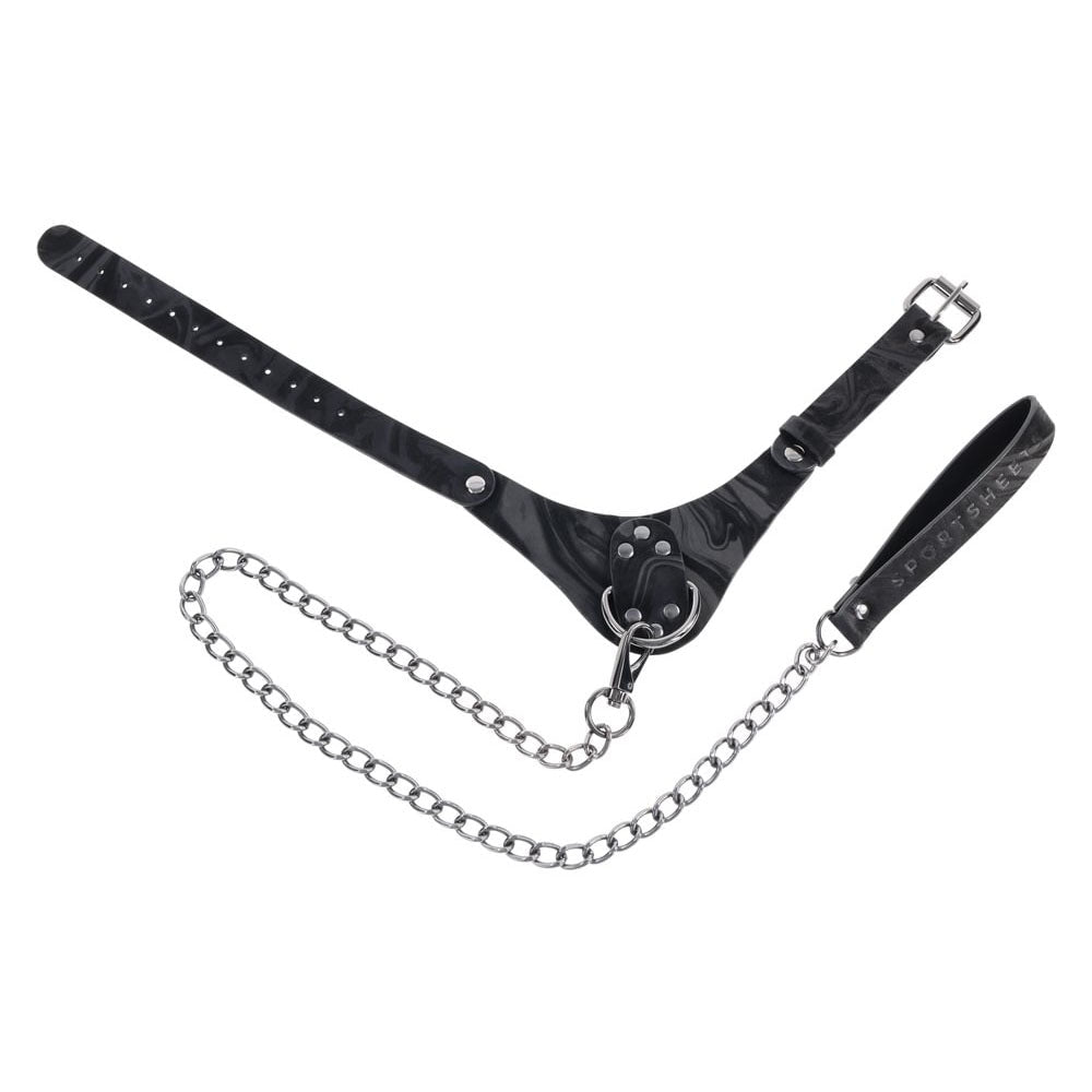 SPORTSHEETS Velvet Noir Collar & Leash - Black Restraint & Leash - silkandsin