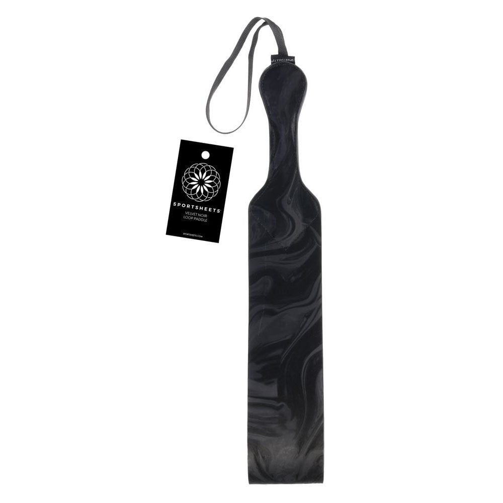 SPORTSHEETS Velvet Noir Loop Paddle - Black 42 cm Paddle - silkandsin
