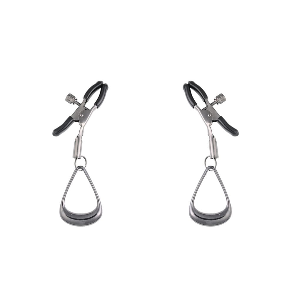 SPORTSHEETS Velvet Noir Tuggable Nipple Clamps - Gunmetal Adjustable Nipple Restraints - Silk and Sin