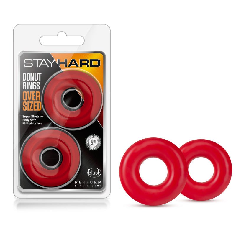 Stay Hard - Donut Rings Oversized - Red Large Cock Rings - Set of 2 - Silk and Sin