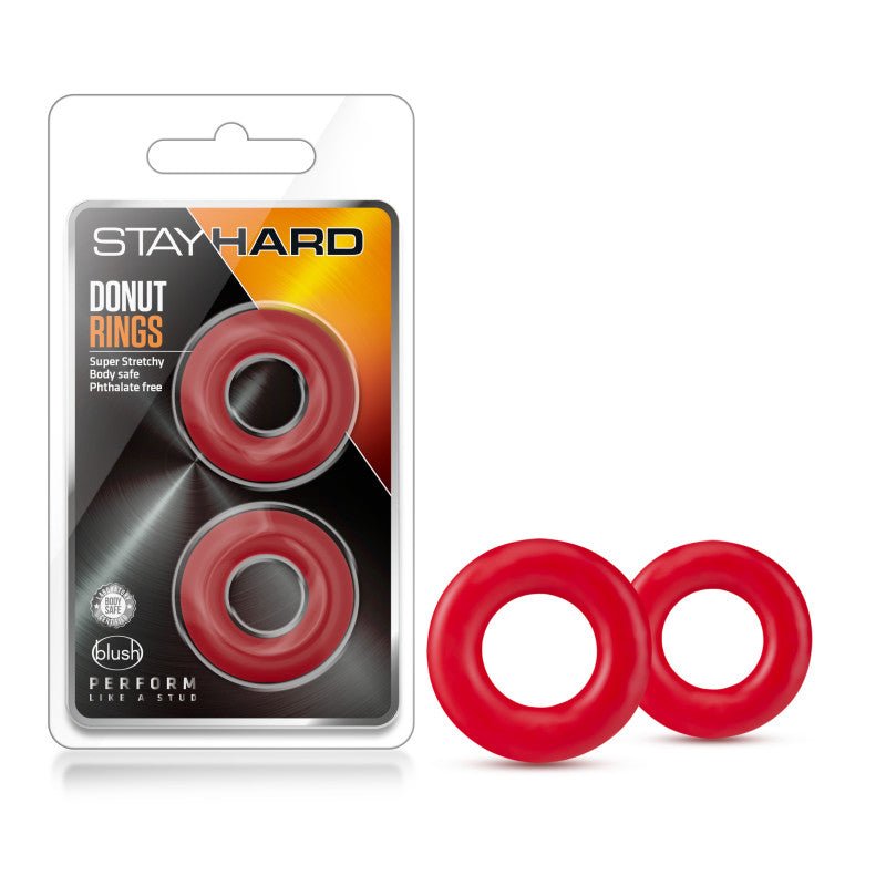 Stay Hard Donut Rings - Red Cock Rings - Set of 2 - Silk and Sin
