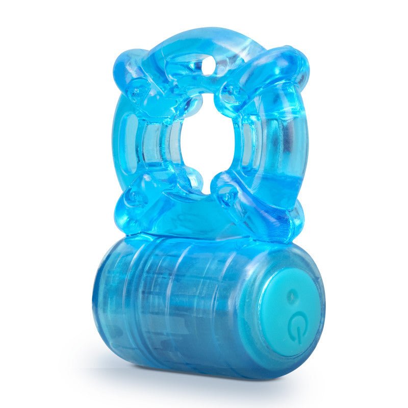 Stay Hard Rechargeable 5 Function Cock Ring - Blue USB Rechargeable Vibrating Cock Ring - Silk and Sin