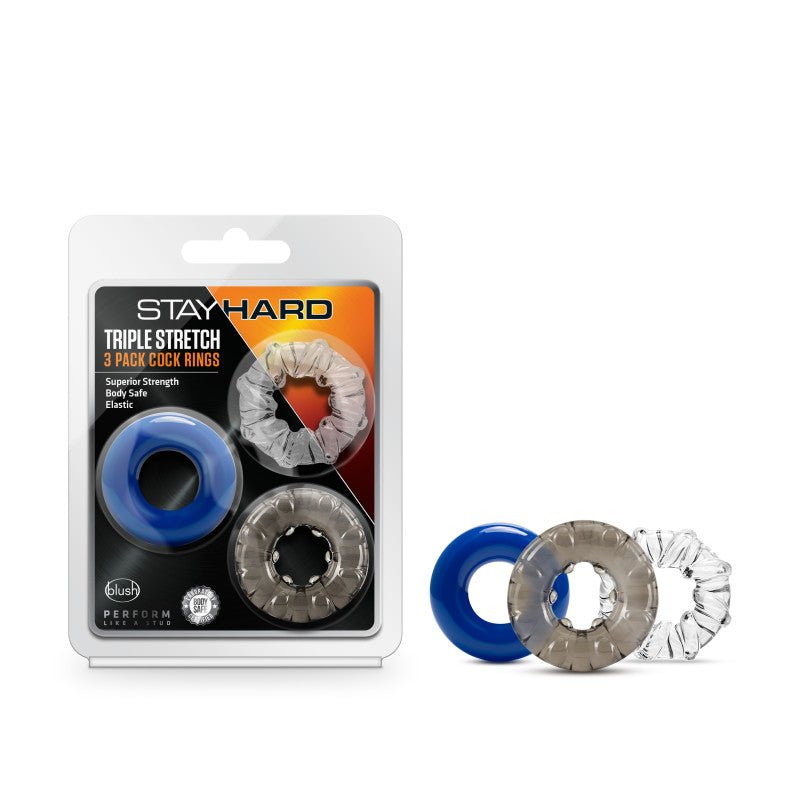 Stay Hard Triple Stretch - Coloured Cock Rings - Set of 3 - Silk and Sin