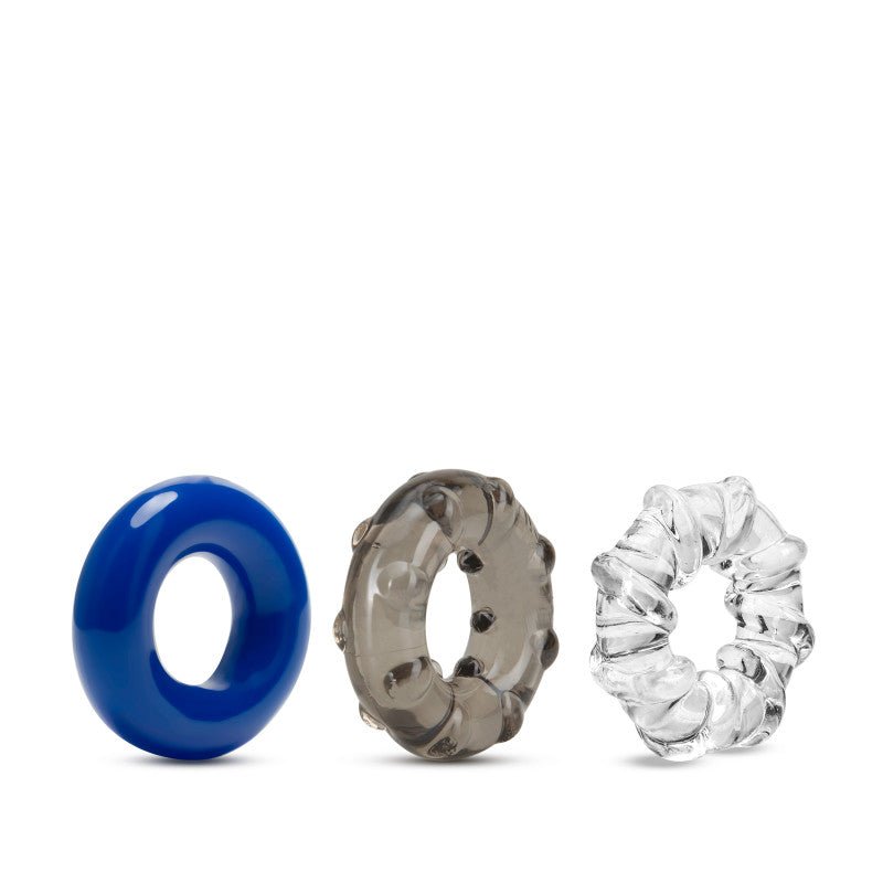 Stay Hard Triple Stretch - Coloured Cock Rings - Set of 3 - Silk and Sin