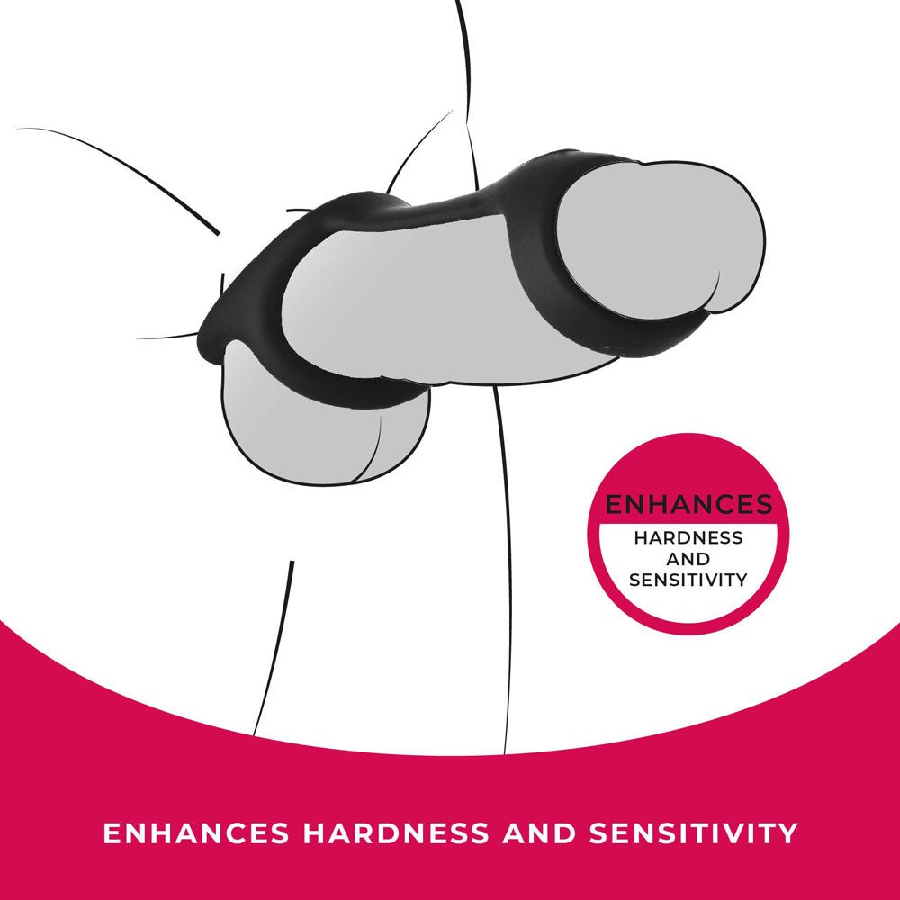 Strap The Balls - Black Cock Strap with Ball Stretcher - Silk and Sin