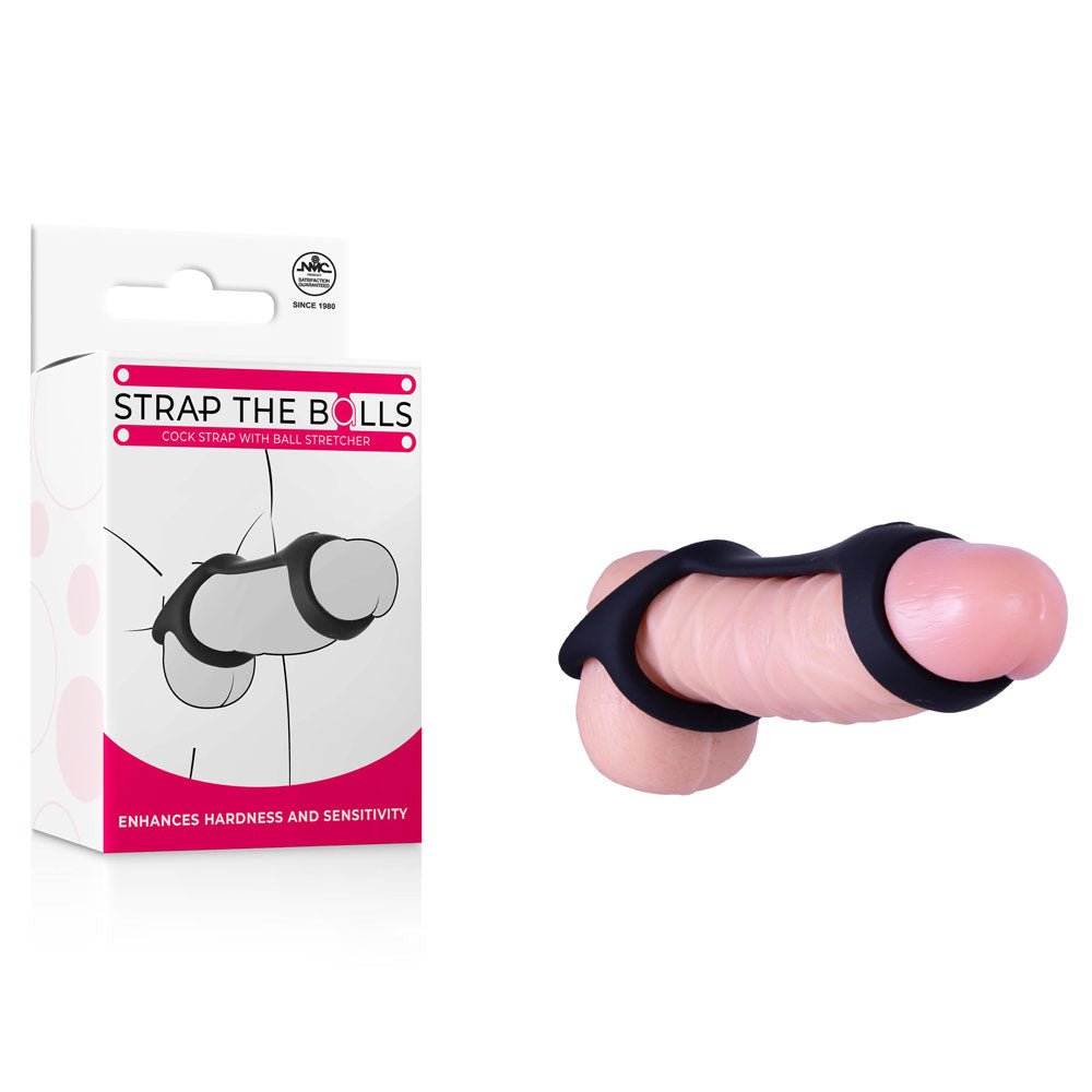 Strap The Balls - Black Cock Strap with Ball Stretcher - Silk and Sin