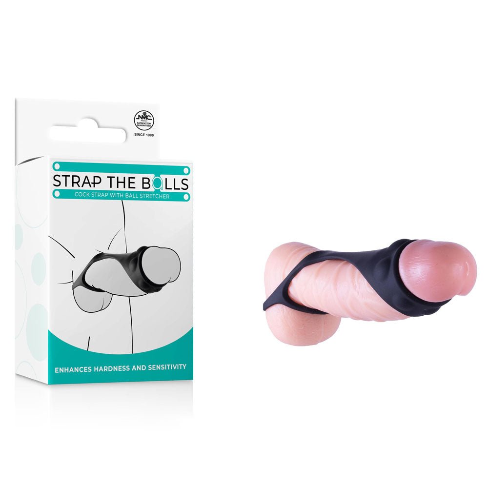 Strap The Balls - Black Cock Strap with Ball Stretcher - Silk and Sin
