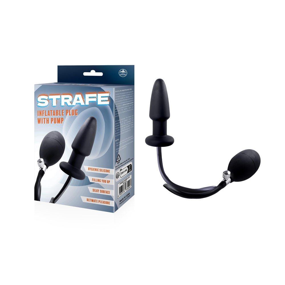 Strife - Black Inflatable Butt Plug with Hand Pump - Silk and Sin