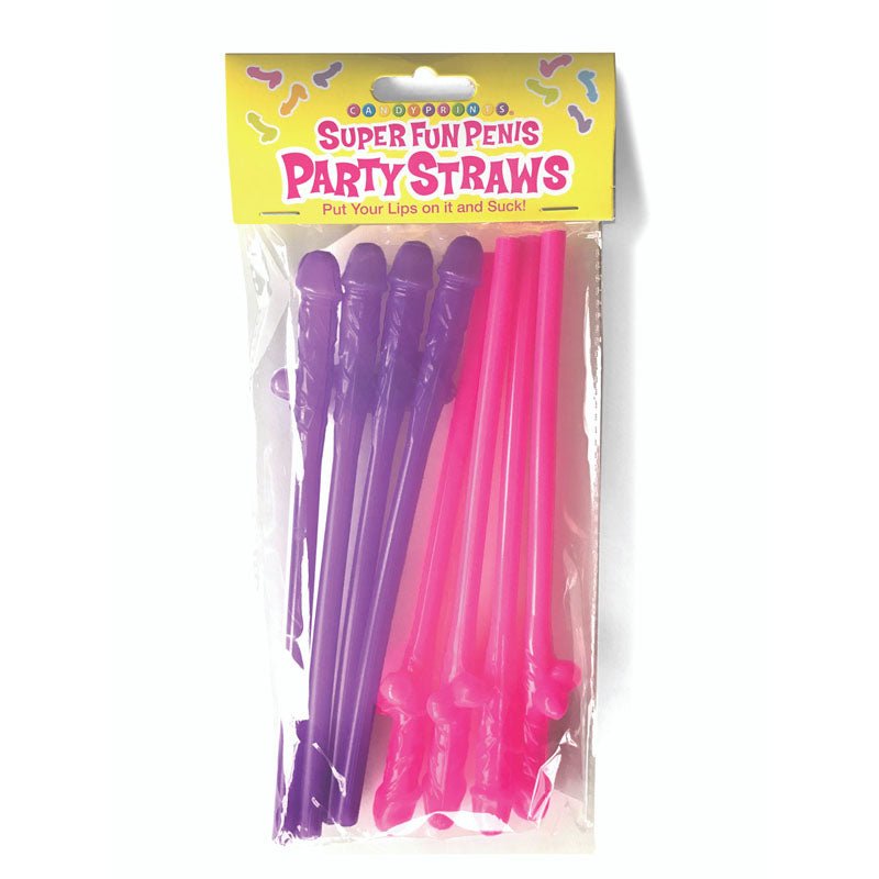 Super Fun Penis Party Straws - Pink/Purple Dicky Straws - Set of 8 - Silk and Sin