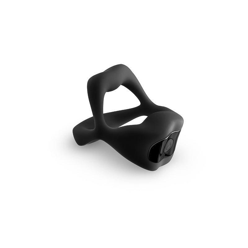 Techno - Strobe - Black - Black USB Rechargeable Vibrating Cock Ring with App Control - Silk and Sin