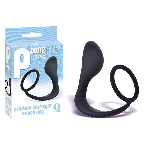 The 9's P-Zone Cock Ring - Black Anal Plug with Cock Ring - Silk and Sin