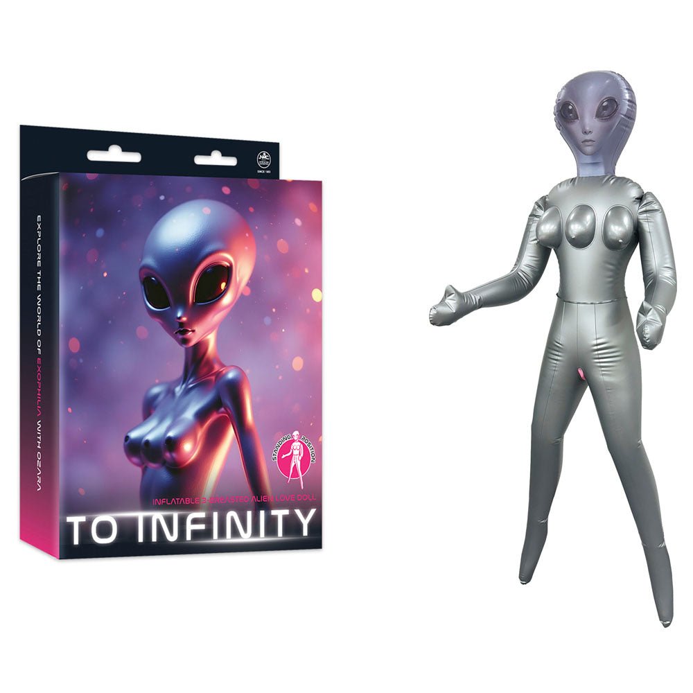 To Infinity - Silver Inflatable Alien Love Doll - Silk and Sin