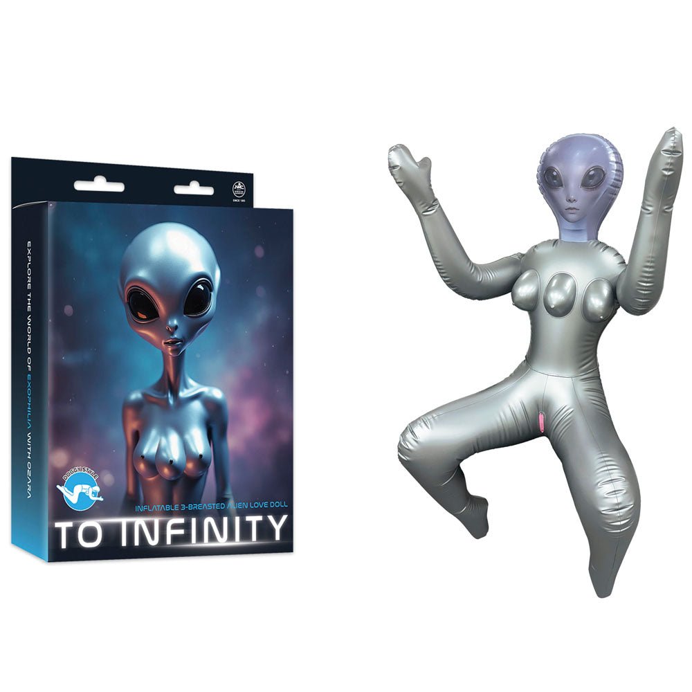 To Infinity - Silver Inflatable Squatting Alien Love Doll - Silk and Sin