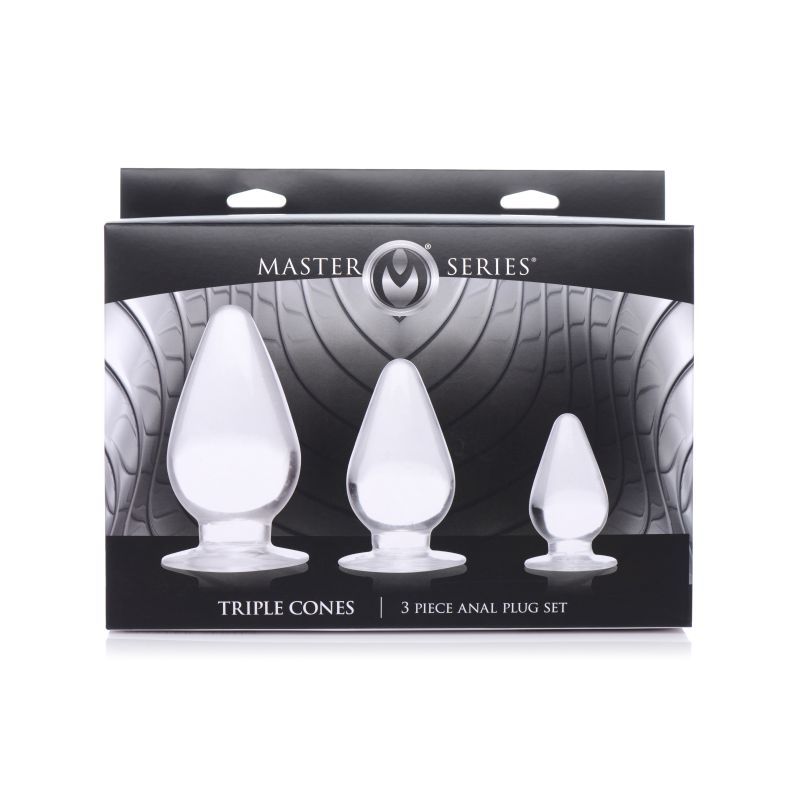 Triple Cones 3 Pc Anal Plug Set Clear - Silk and Sin