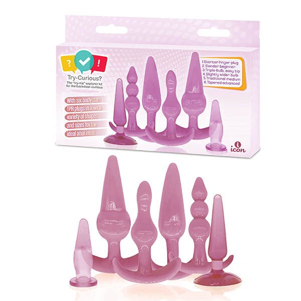 Try-Curious Anal Plug Kit - Pink Anal Kit - Set of 6 - Silk and Sin