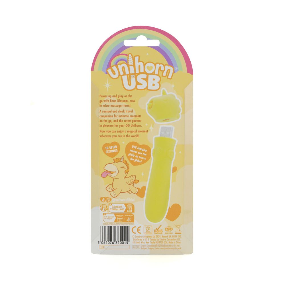 Unihorn - USB Bullet - Bean Blossom - Yellow USB Rechargeable Vibrating Bullet - silkandsin
