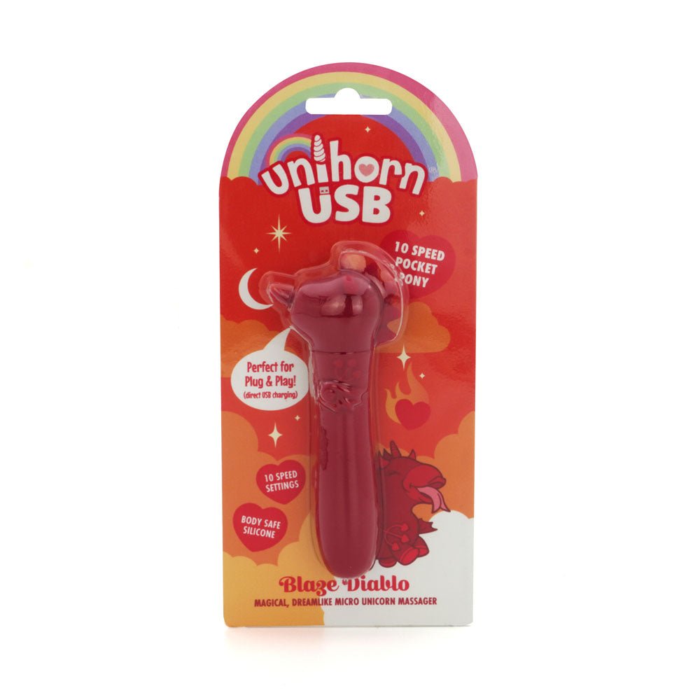 Unihorn - USB Bullet - Blaze Diablo - Red USB Rechargeable Vibrating Bullet - silkandsin