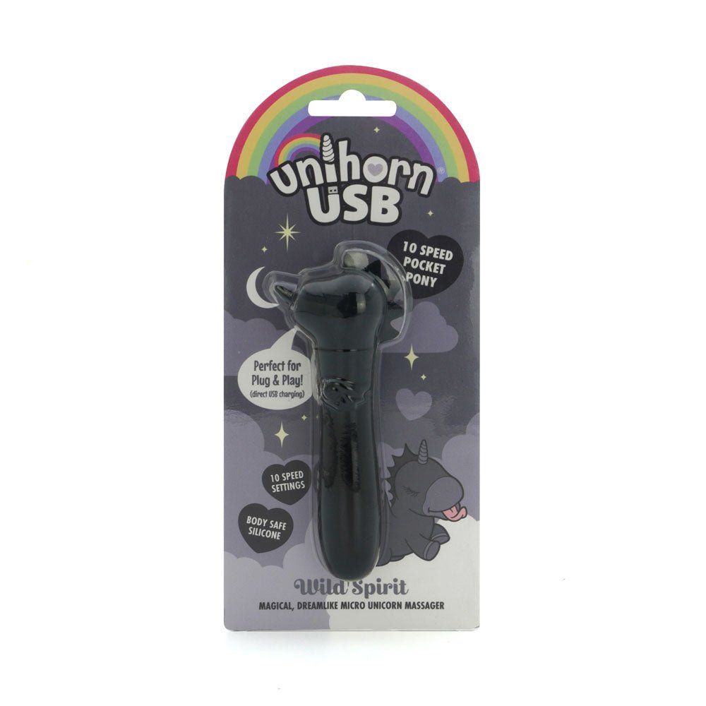 Unihorn - USB Bullet - Wild Spirit - Black USB Rechargeable Vibrating Bullet - silkandsin