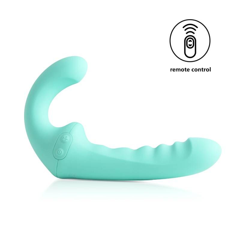 VibraTwin Rechargeable Come Hither Strapless Strap On with Remote - Silk and Sin