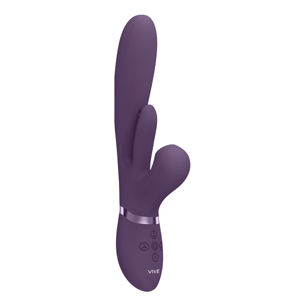 VIVE Ena - Purple - Purple 25 cm USB Rechargeable Thrusting Vibrator with Air Wave Stimulator - silkandsin