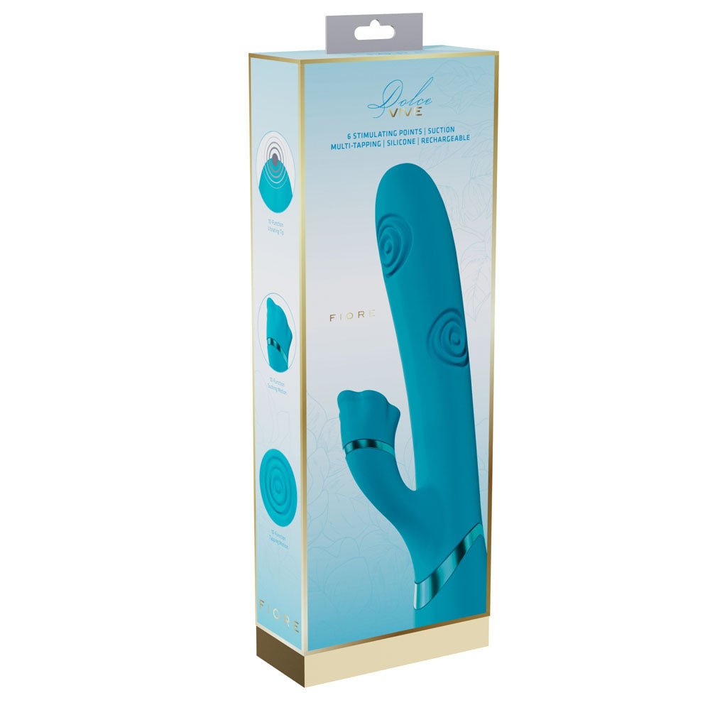 VIVE Fiore - Blue 25 cm USB Rechargeable Tapping Rabbit Vibrator - silkandsin