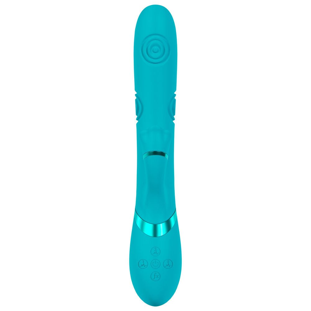 VIVE Fiore - Blue 25 cm USB Rechargeable Tapping Rabbit Vibrator - silkandsin