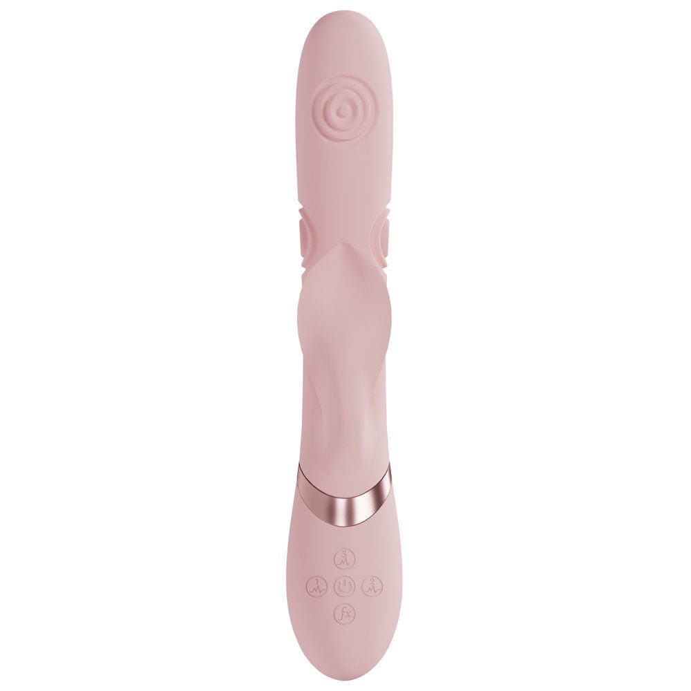VIVE Fronda - Pink - Pink 25 cm USB Rechargeable Tapping Rabbit Vibrator - silkandsin