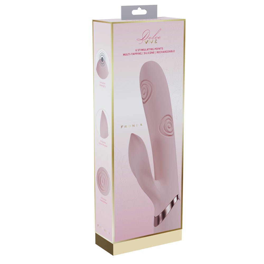 VIVE Fronda - Pink - Pink 25 cm USB Rechargeable Tapping Rabbit Vibrator - silkandsin