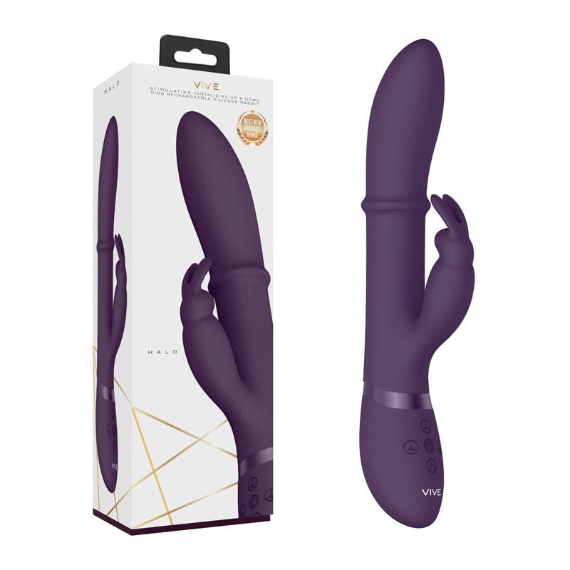 Vive Halo - Purple 24.5 cm USB Rechargeable Rabbit Vibrator - silkandsin