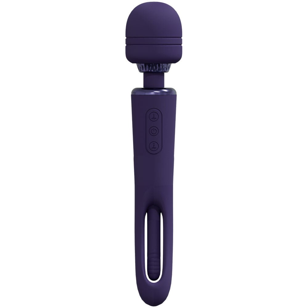 VIVE Kiku - Purple - Purple 25.2 cm USB Rechargeable Dual End Massage Wand with Flapping Tip - silkandsin
