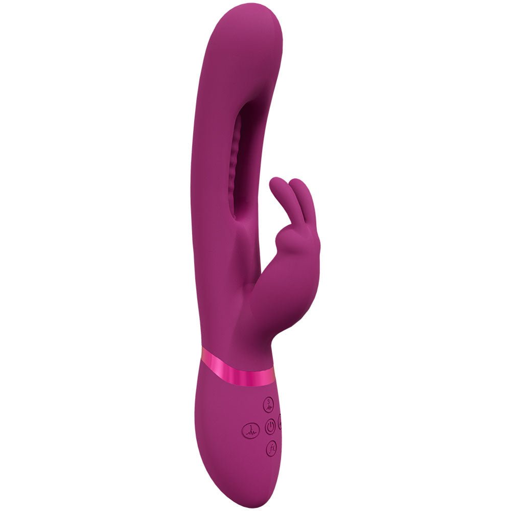 VIVE Mika - Pink - Pink 23.2 cm USB Rechargeable Rabbit Vibrator with Flapping Shaft - silkandsin
