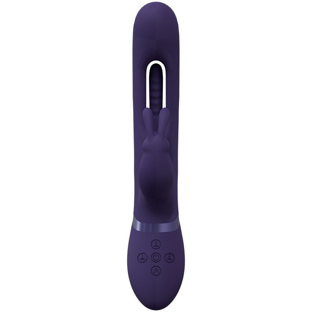 VIVE Mika - Purple - Purple 23.2 cm USB Rechargeable Rabbit Vibrator with Flapping Shaft - silkandsin