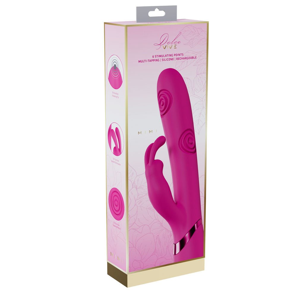 VIVE Mimi - Pink - Pink 25 cm USB Rechargeable Vibrating & Tapping Rabbit Vibrator - silkandsin