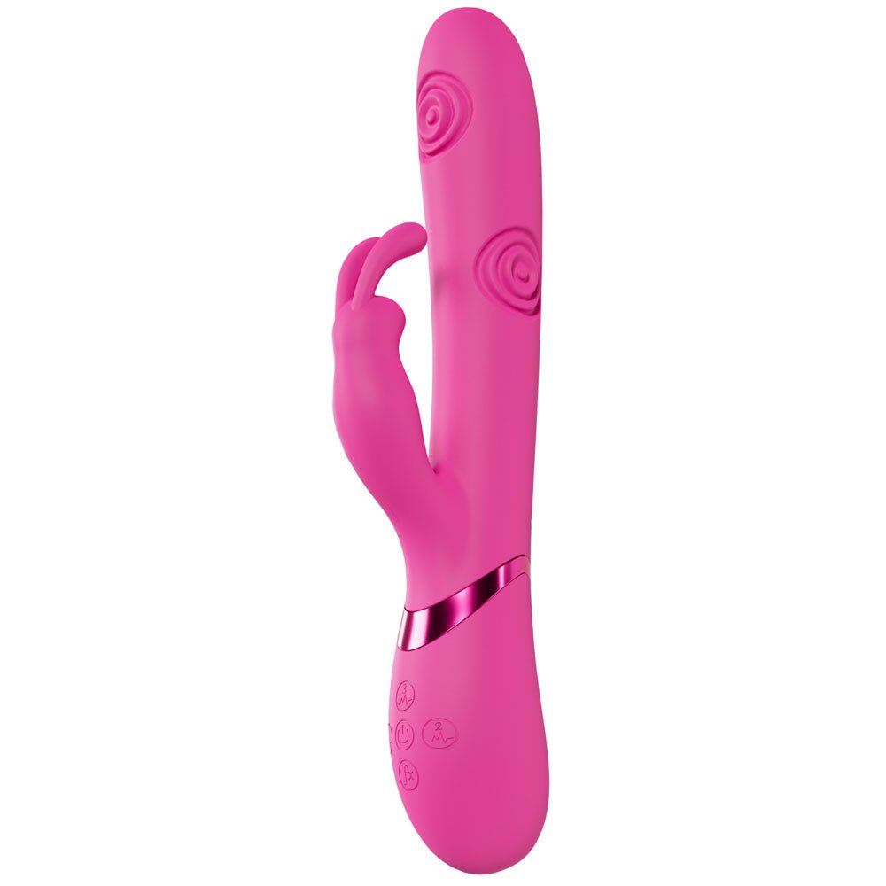 VIVE Mimi - Pink - Pink 25 cm USB Rechargeable Vibrating & Tapping Rabbit Vibrator - silkandsin